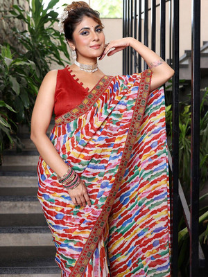 Vraggi Dyed Bollywood Georgette Saree(Multicolor)