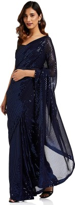 MANUBA enterprise Embroidered Daily Wear Pure Silk Saree(Blue)