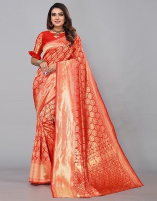 sheladiya Embellished Bollywood Jacquard Saree(Red)