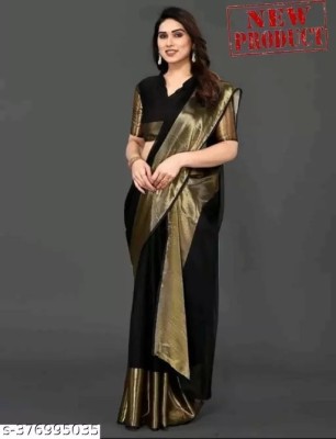 Vragi Self Design Bollywood Chiffon Saree(Black)