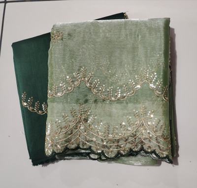 FLAMEKYZER Embroidered Bollywood Jimmy choo Saree(Light Green)