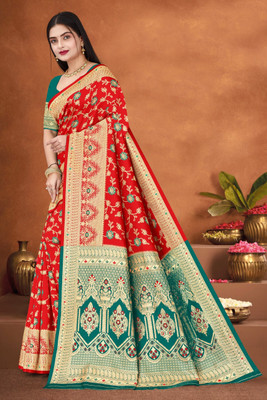 Falessa Woven Banarasi Art Silk Saree(Red)