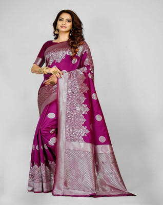 Julee Embellished Banarasi Jacquard Saree(Magenta)