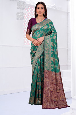Florence Printed Banarasi Pure Silk Saree(Light Green)