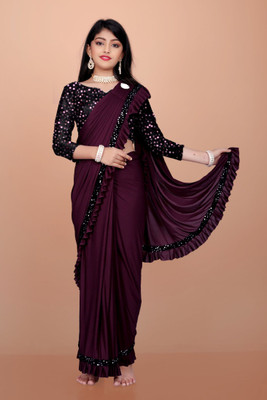 SATVASHIV Embellished Bollywood Lycra Saree(Purple)