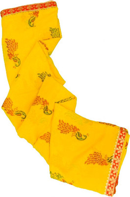 DAZLIO Embellished, Solid/Plain Bollywood Georgette Saree(Yellow)