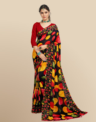 The Textile Hub Polka Print Bollywood Georgette Saree(Red)