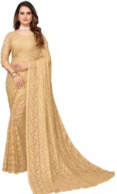 SwiftStyle Self Design Daily Wear Net Saree(Cream)