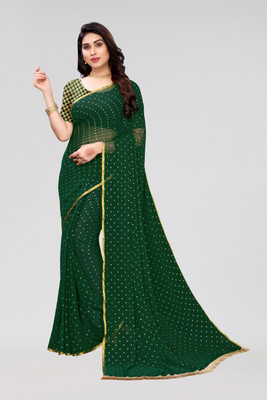 Divastri Printed Daily Wear Chiffon, Georgette Saree(Green)