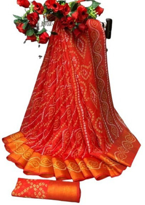 Adrika Embroidered Daily Wear Cotton Linen Saree(Red)
