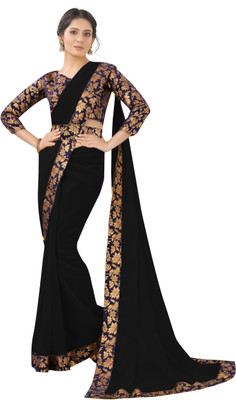 THE RED LION ENTERPRISE Solid/Plain Daily Wear Georgette Saree(Multicolor)