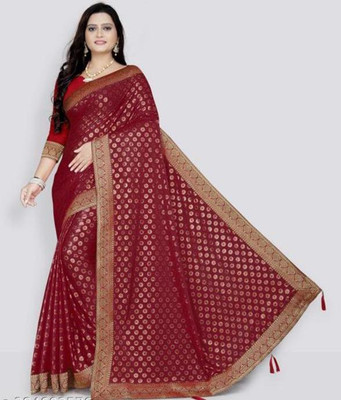 JANKITRENDZ Self Design Bollywood Lycra Blend Saree(Maroon)