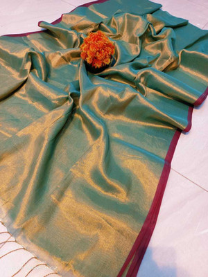 sdn Woven Bollywood Handloom Tissue Saree(Multicolor)