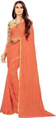 RHEY Printed Bollywood Chiffon Saree(Orange)