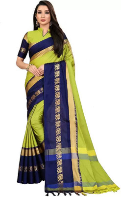 HouseOfCommon Woven Bollywood Cotton Silk Saree(Multicolor)