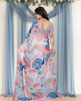 Jayu Digital Print, Floral Print, Printed Bollywood Georgette Saree(Multicolor)