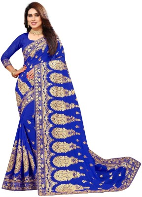 b bella creation Embroidered Bollywood Georgette Saree(Blue)