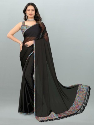 Sonali Fashion Printed Bollywood Lycra Blend Saree(Black)