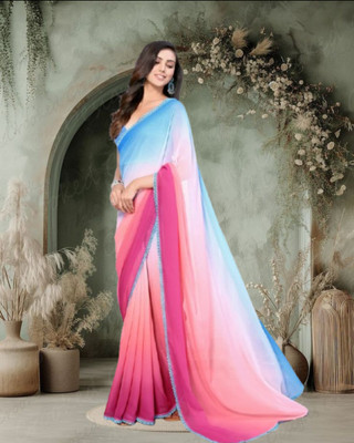 Jayu Dyed Daily Wear Georgette Saree(Light Blue)