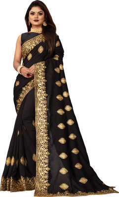 b bella creation Embroidered Bollywood Georgette Saree(Black)