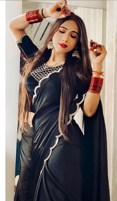 HouseOfCommon Embellished Bollywood Georgette Saree(Black)
