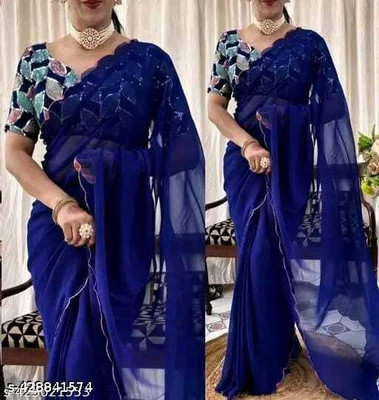 KALPNA CREATION Solid/Plain Bollywood Georgette Saree(Multicolor)