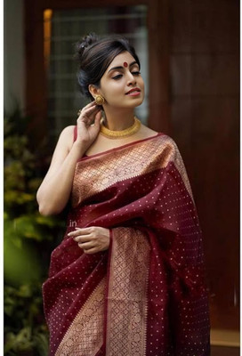 SWAMI STUDIO Self Design, Solid/Plain Banarasi Jacquard, Art Silk Saree(Maroon)