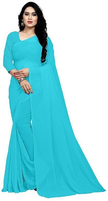 Desi Style Woven Ikkat Net, Chiffon Saree(Blue)