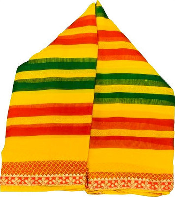 DAZLIO Embellished, Solid/Plain Bollywood Georgette Saree(Yellow)