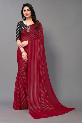 mamtasaree Striped Daily Wear Georgette Saree(Maroon)