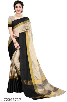 Wonaya Fab Self Design Bollywood Cotton Silk Saree(Beige)