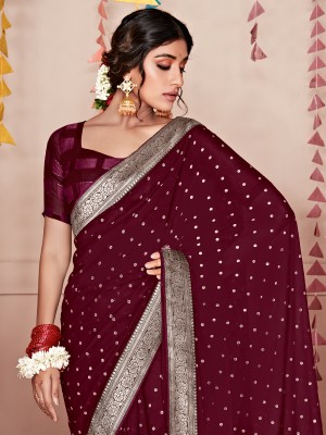 Ratnavati Printed Bollywood Georgette Saree(Magenta)