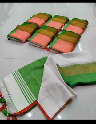 GHOSH TEXTILE Self Design Tant Pure Cotton Saree(Multicolor)