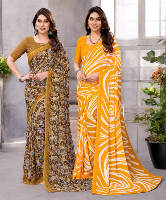 NIRMOHIFASHION Printed Bollywood Georgette Saree(Pack of 2, Multicolor)