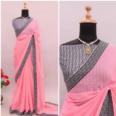 sawan sarees Woven Bollywood Georgette Saree(Pink)