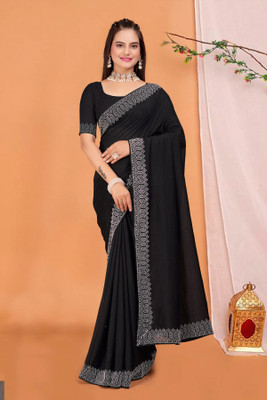 MANISHA Embellished Bollywood Georgette Saree(Black)
