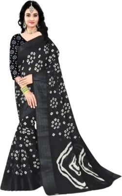 Amavii Printed Bollywood Cotton Silk Saree(Black)