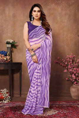 Westux Printed Bollywood Georgette Saree(Purple)