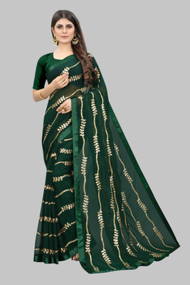 LADY SHOPI Embroidered Bollywood Georgette Saree(Green)
