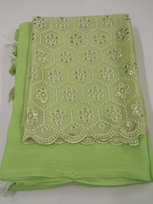 Zoamic Color Block Kota Doria Cotton Silk Saree(Green)