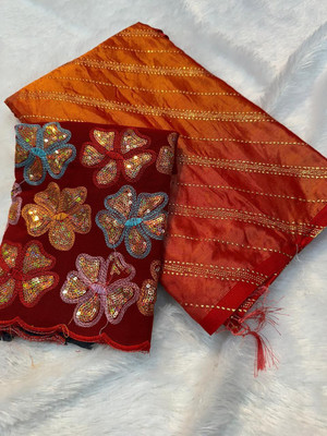 Ruhabs Embroidered Bollywood Crepe Saree(Orange)