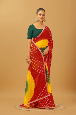 Damru trendz Digital Print Bandhani Georgette Saree(Multicolor)