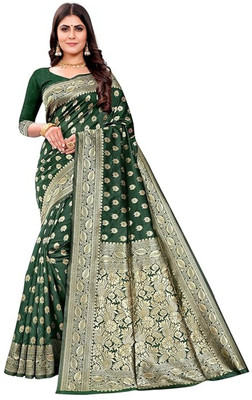 SHREE SANT SAREES Self Design Banarasi Art Silk Saree(Green)