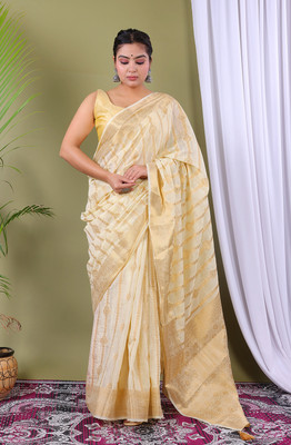 Rohit Designer Self Design Daily Wear Net Saree(Cream)