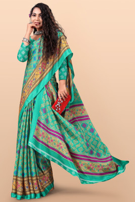 Leelavati Printed Daily Wear Crepe Saree(Green)