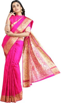 Hozaifa Sarees Woven Banarasi Silk Blend Saree(Pink)