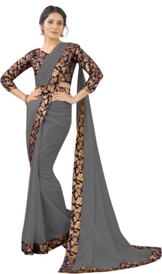 THE RED LION ENTERPRISE Solid/Plain Daily Wear Georgette Saree(Multicolor)