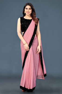 sejufashion Self Design Kovai Lycra Blend Saree(Pink)