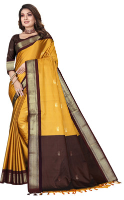 NST5 Embellished Paithani Cotton Silk Saree(Gold)
