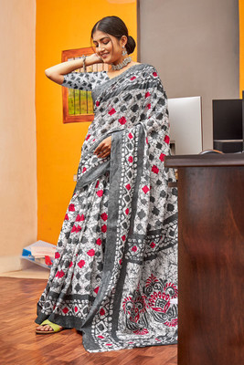 JASU CREATION Printed Handloom Pure Cotton Saree(Multicolor)